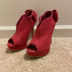 Pink Suede Booties (Never Worn)